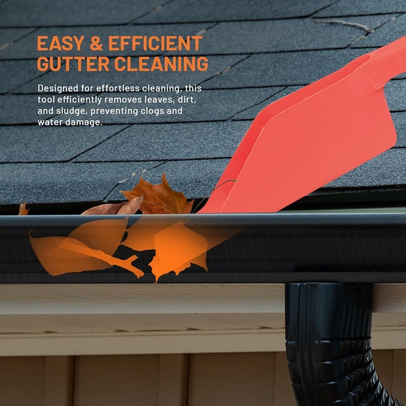 Vivid Works Gutter Scoop Cleaning Tools - Easy Removal of Leaves and Dirt - Deep Curved Gutter Scooper Shovel for Leaves & Debris, High-Impact Polypropylene, Ergonomic Handle, Fits Most Rain Gutters - Image 4